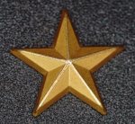Stjärna m/39-52  medelstor gyllene färg 20 mm gradbeteckning för uniforma m/52